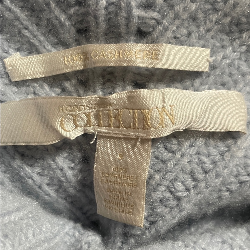 NORDSTROM COLLECTION 100% CASHMERE Women's Light Blue Turtleneck Sweater - Picture 7 of 8